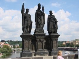 На Карловом мосту. Св. Норберт, Венцеслав и Сигизмунд (1857 г.)